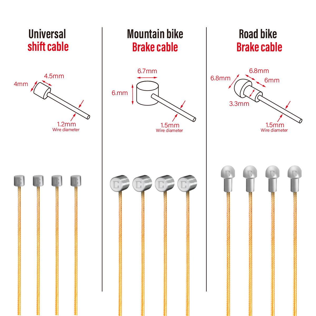Bike Brake Cable Set,Universal Standard Bicycle Brake Cable, Professional Bicycle Brake line For Front and Rear Mountain MTB