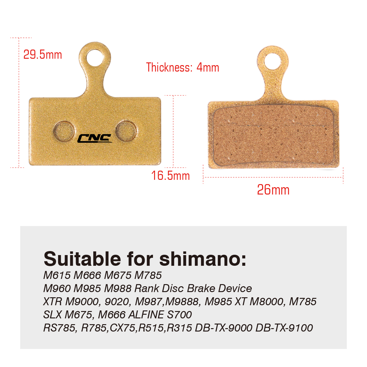 2 Pairs Bicycle Disc Brake Pads and Spring Compatible with Trp Tektro Shimano Deore