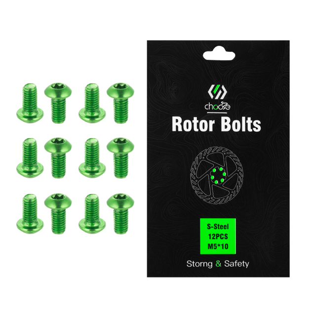 CNC 12 Pcs Bicycle Disc Brake Bolts MTB Rotor Bolts 6-Bolt M5x10mm Brake Bolts Mountain Bike