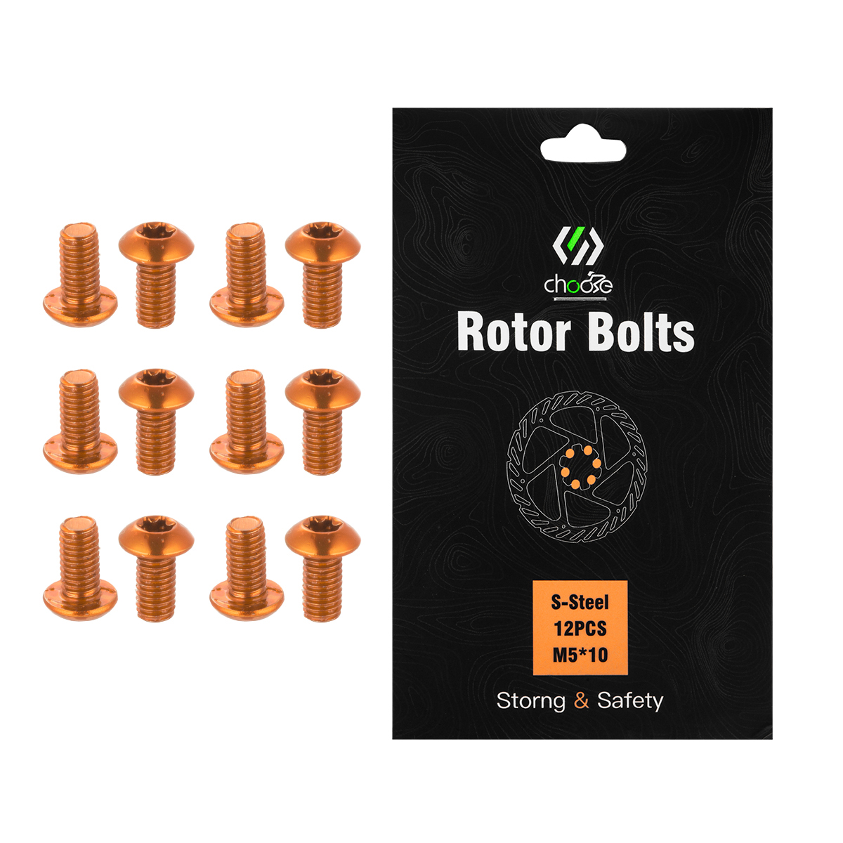 CNC 12 Pcs Bicycle Disc Brake Bolts MTB Rotor Bolts 6-Bolt M5x10mm Brake Bolts Mountain Bike