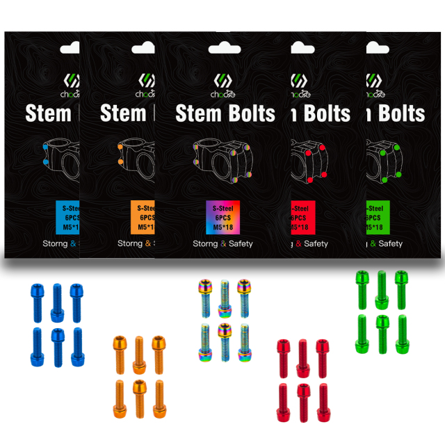 Bike Parts Steel MTB handlebar stem bolts colorful Bike stem riser rainbow bolts for cycling