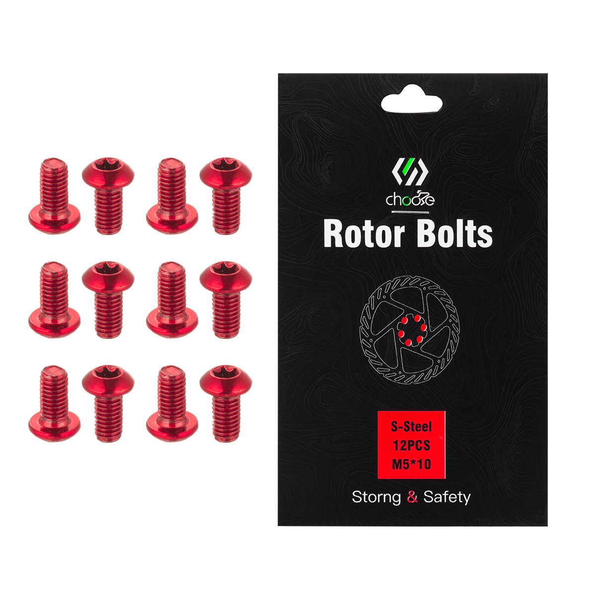 CNC 12 Pcs Bicycle Disc Brake Bolts MTB Rotor Bolts 6-Bolt M5x10mm Brake Bolts Mountain Bike