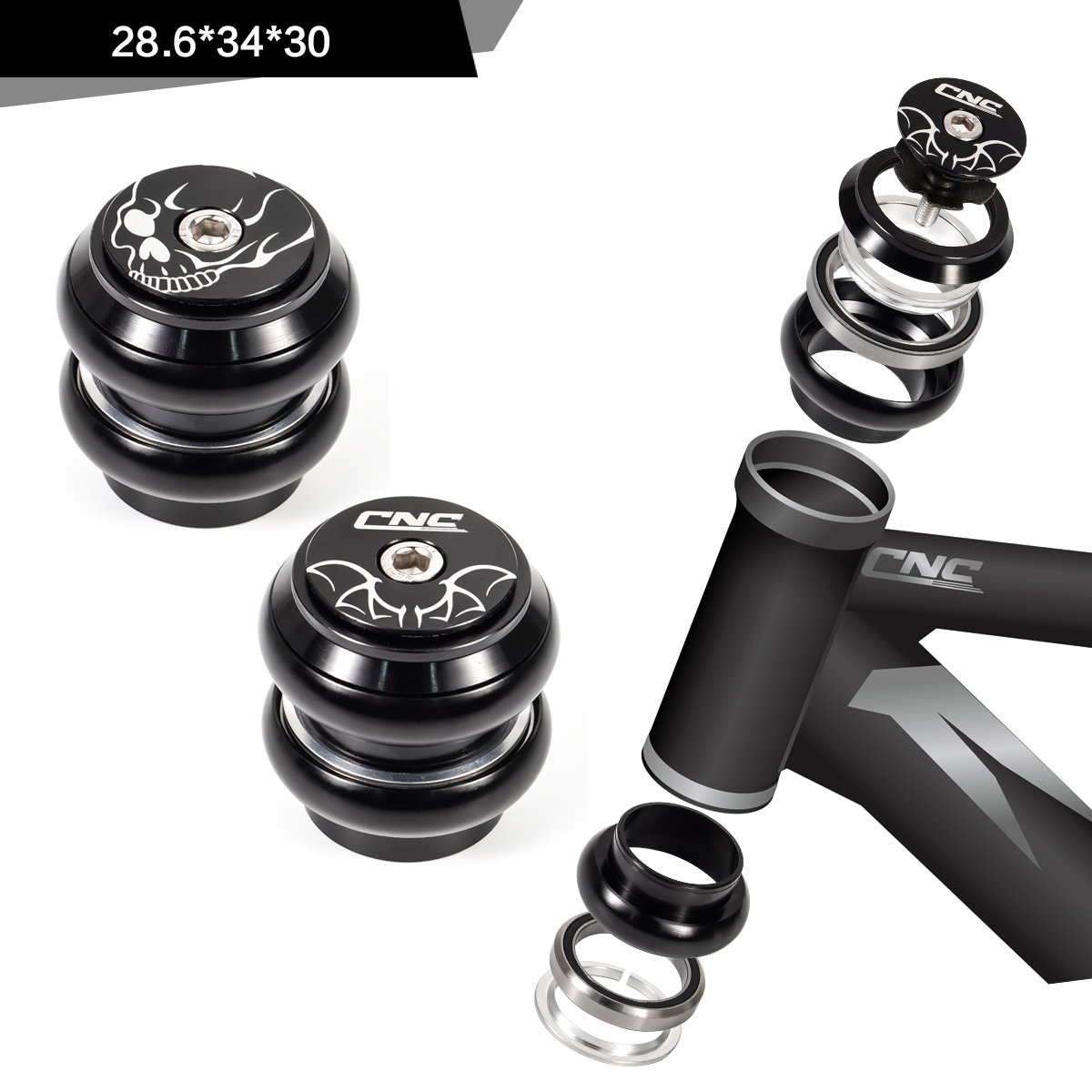 CNC Bike Headset，34mm 1-1/8" Bicycle Headset for Mountain Bike/MTB Road Bike.