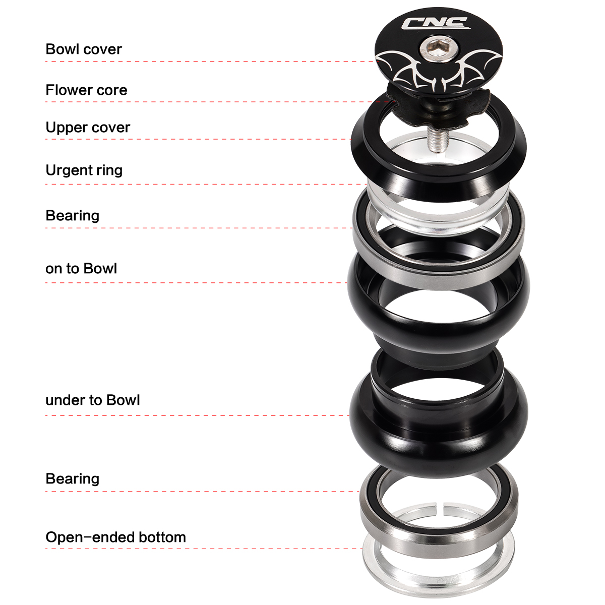 CNC Bike Headset，34mm 1-1/8" Bicycle Headset for Mountain Bike/MTB Road Bike.