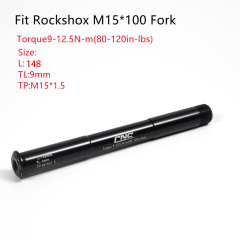 Bicycle Front Hub Thru Axle Boost 15x100mm for RockShox Fork Mountain Bike Fork Axle Skewer M15(P1.5) L148mm Hub Tube Shaft, Aluminum