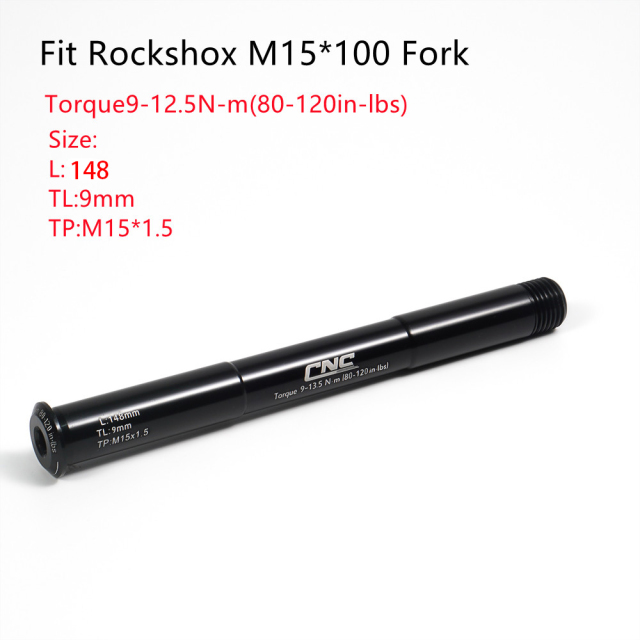 Bicycle Front Hub Thru Axle Boost 15x100mm for RockShox Fork Mountain Bike Fork Axle Skewer M15(P1.5) L148mm Hub Tube Shaft, Aluminum