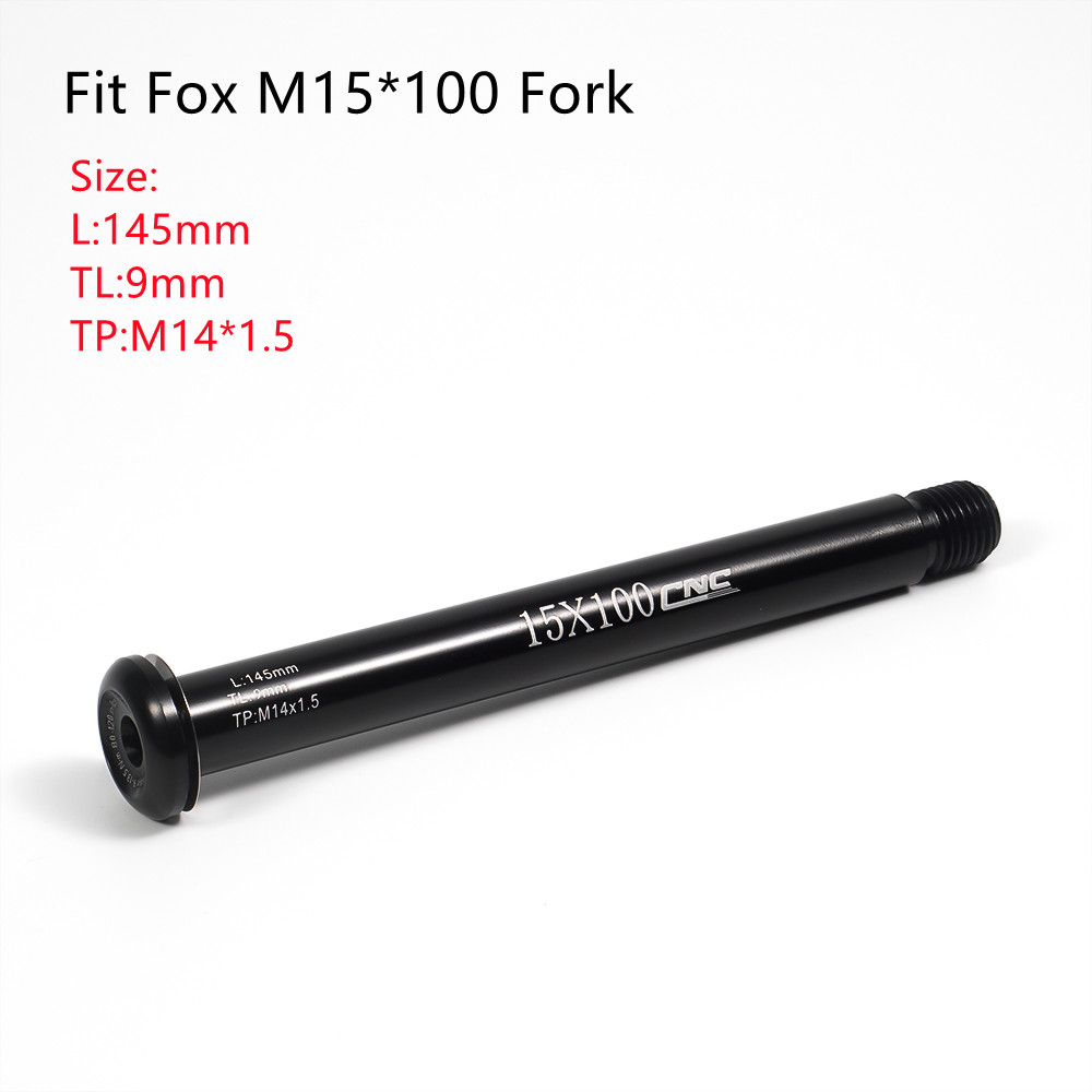 Bicycle Front Hub Thru Axle Boost 15x100mm Mountain Bike Fork Axle Skewer for Fox Fork SC32 34 36 M14(P1.5) L145mm Tube Shaft