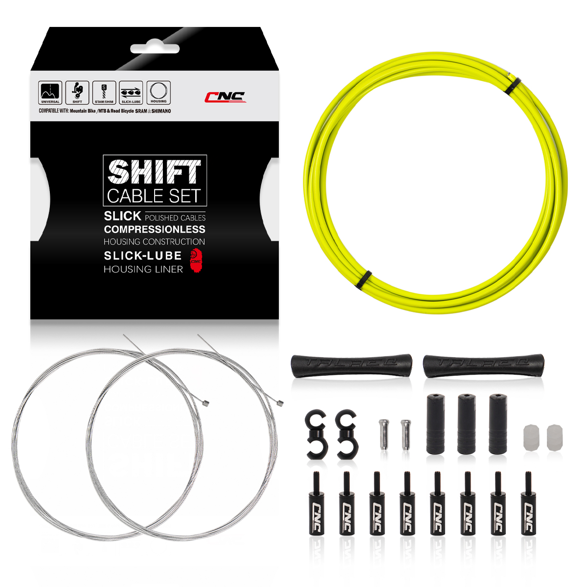 Universal 2X Pro Shift Kit |for Road, MTN, and Gravel Bike | SRAM and Shimano Shifter Compatible, Polished Stainless Cables