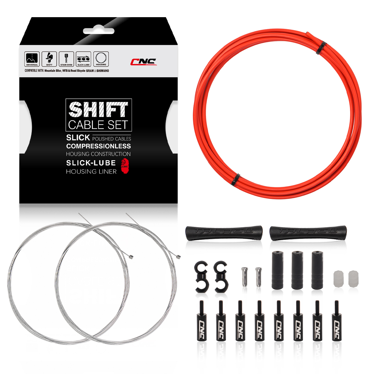 Universal 2X Pro Shift Kit |for Road, MTN, and Gravel Bike | SRAM and Shimano Shifter Compatible, Polished Stainless Cables