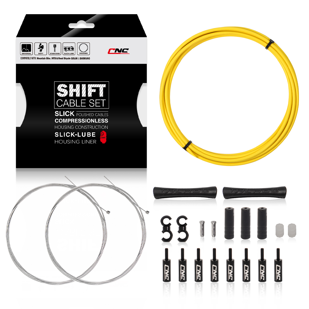 Universal 2X Pro Shift Kit |for Road, MTN, and Gravel Bike | SRAM and Shimano Shifter Compatible, Polished Stainless Cables