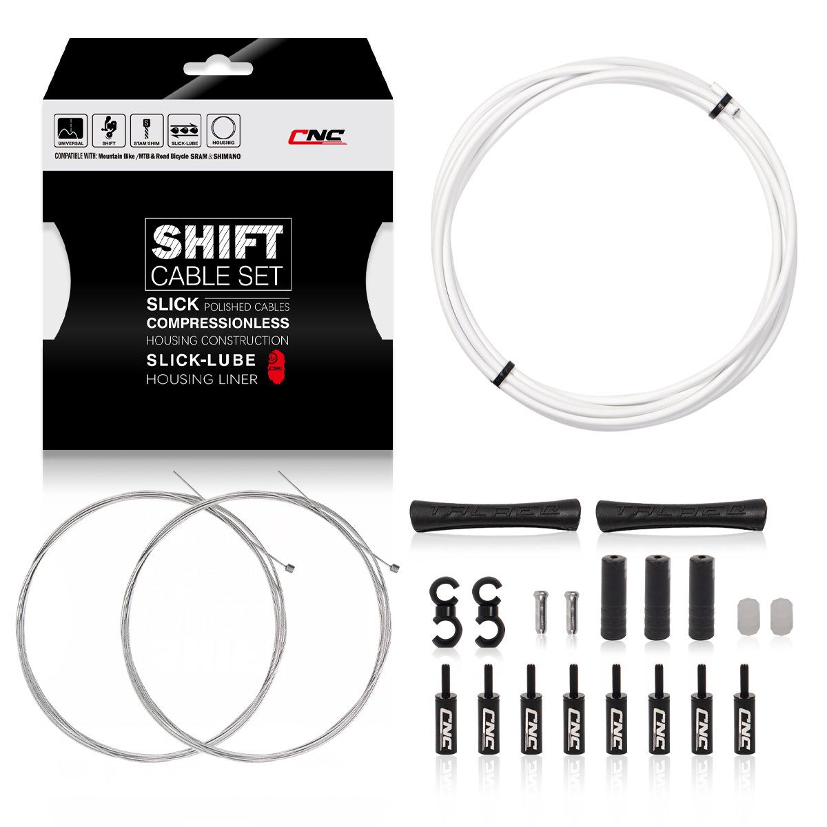 Universal 2X Pro Shift Kit |for Road, MTN, and Gravel Bike | SRAM and Shimano Shifter Compatible, Polished Stainless Cables