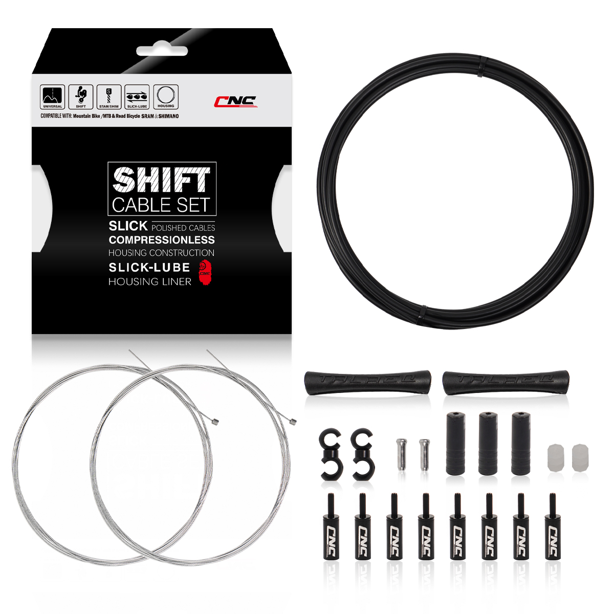 Universal 2X Pro Shift Kit |for Road, MTN, and Gravel Bike | SRAM and Shimano Shifter Compatible, Polished Stainless Cables