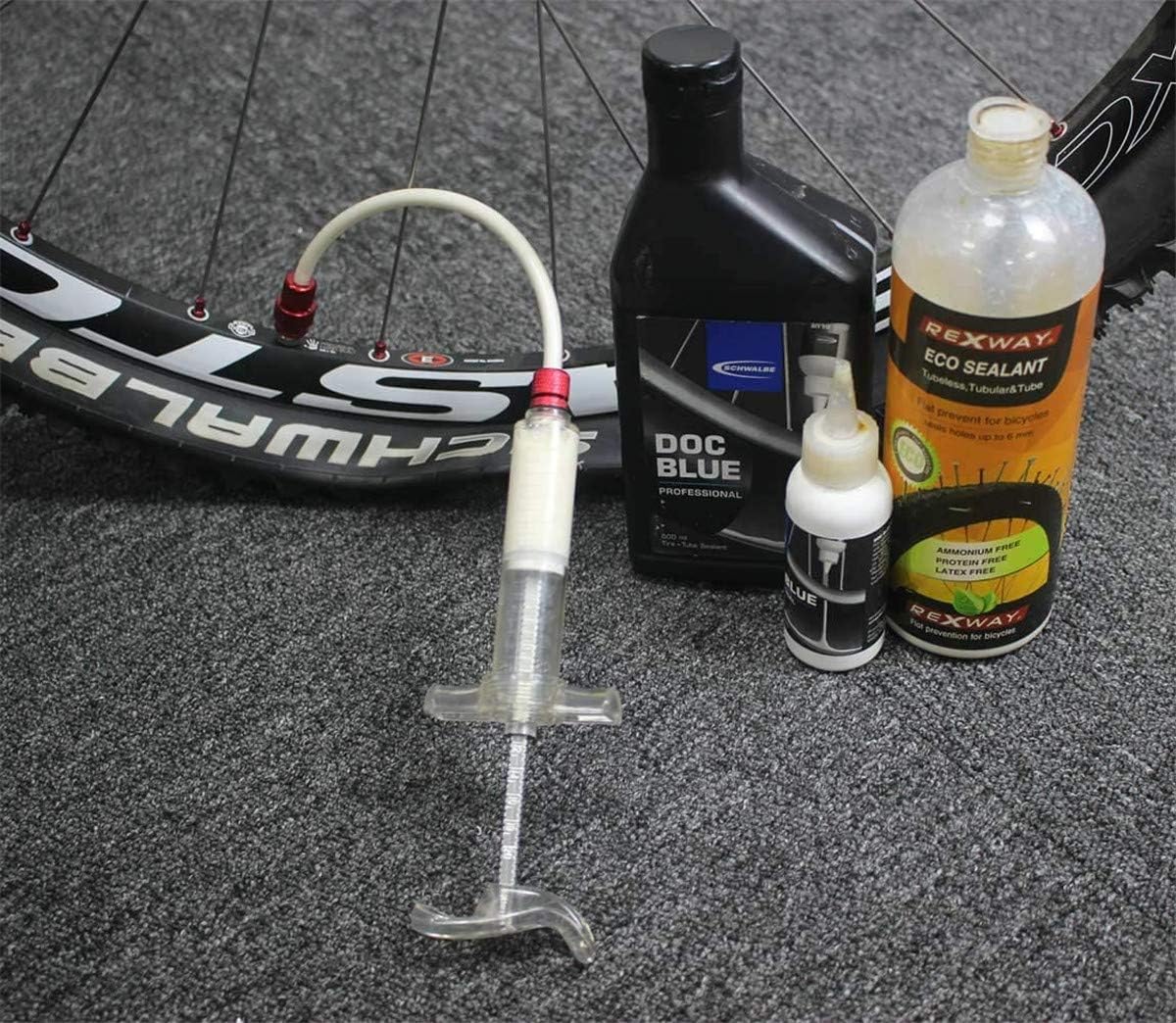 Bike Tubeless Tire Sealant Injector for Stan's No Tubes Sealant with Presta Schrader Valve Core Removal Tool Set,20ml/50ml