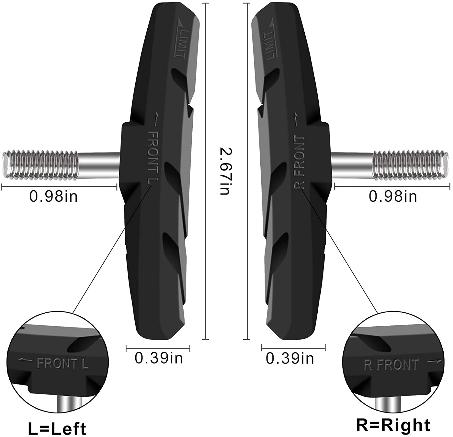 CNC 2 Pairs Bicycle V-Brake Pads, Bike Cantilever Pads 70mm V Brake Blocks Set