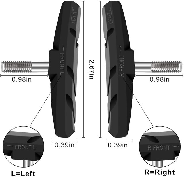 CNC 2 Pairs Bicycle V-Brake Pads, Bike Cantilever Pads 70mm V Brake Blocks Set
