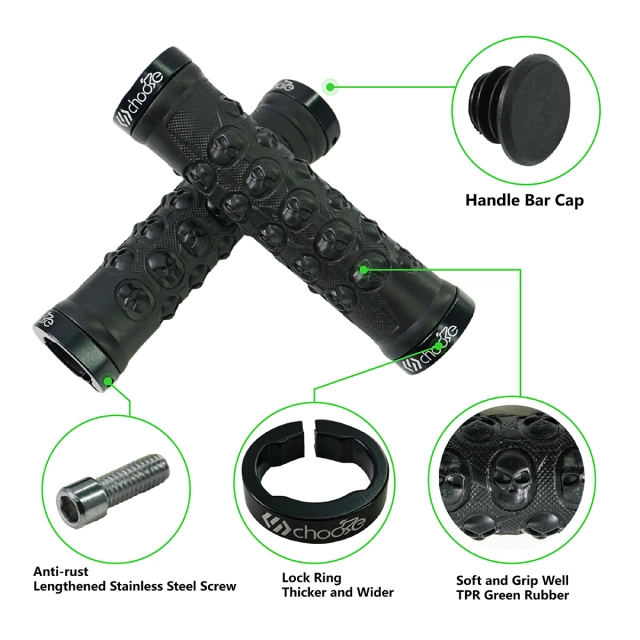 Bicycle Grips,Double Lock on Locking Bicycle Handlebar Grips Rubber Comfortable Bike Grips for Bicycle Mountain BMX