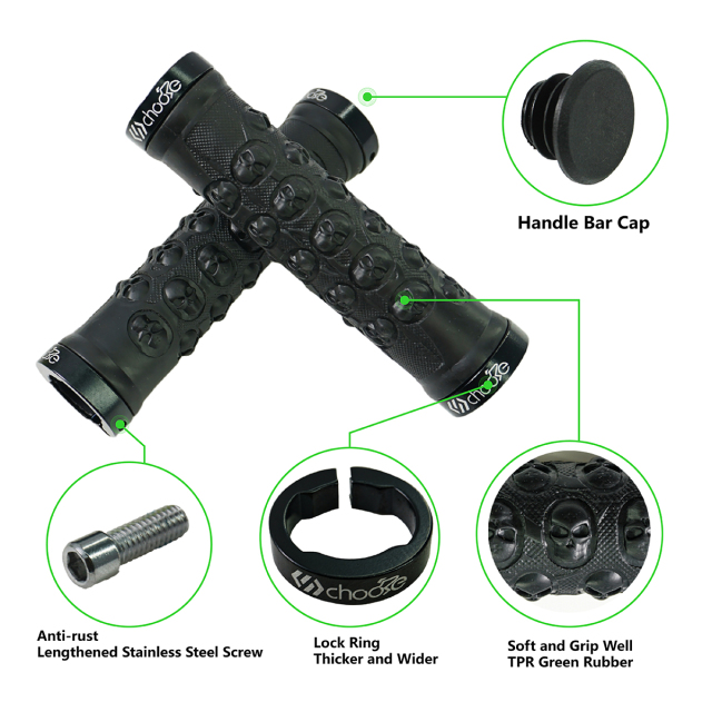 Bicycle Grips,Double Lock on Locking Bicycle Handlebar Grips Rubber Comfortable Bike Grips for Bicycle Mountain BMX