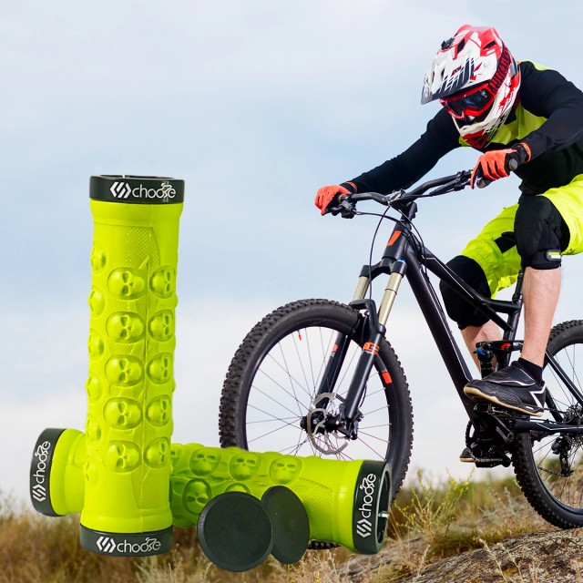 Bicycle Grips,Double Lock on Locking Bicycle Handlebar Grips Rubber Comfortable Bike Grips for Bicycle Mountain BMX