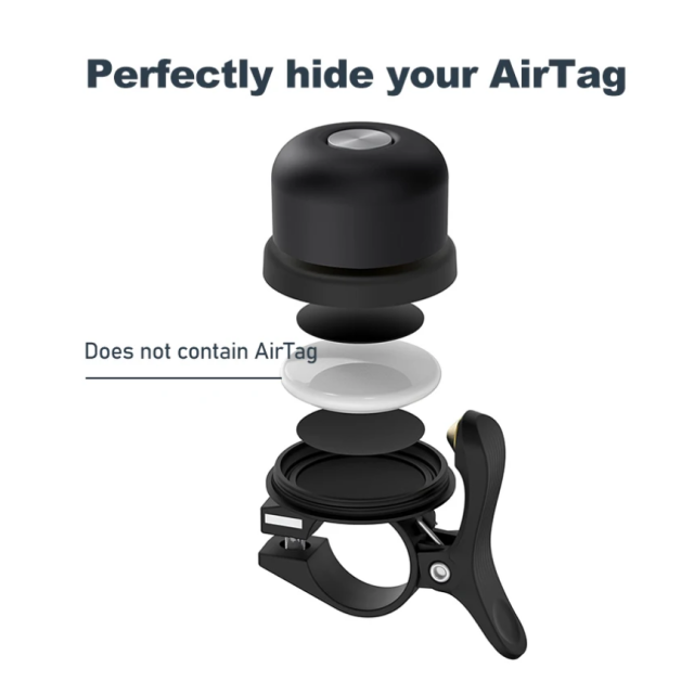 Chooee Classic Brass Bike Bell For Apple AirTag Case Waterproof Bike Mount Bicycle Bell For Air Tag GPS Tracker Under Bike Bell Holder