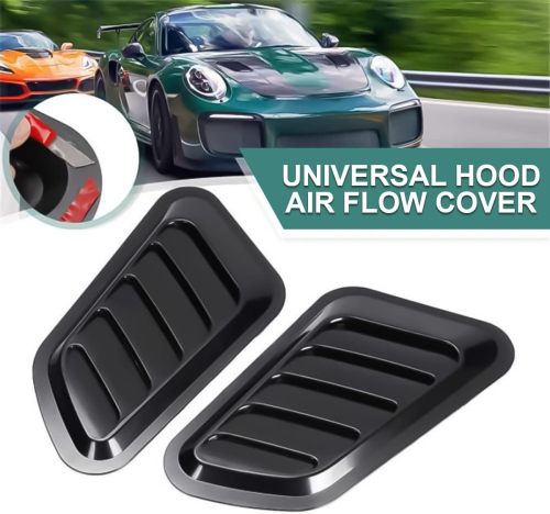 Chooee 2PCS Universal Hood Air Vents for Vehicle Hood Scoop, Bonnet Vent Hood Air Intake Trim Cover (Black)