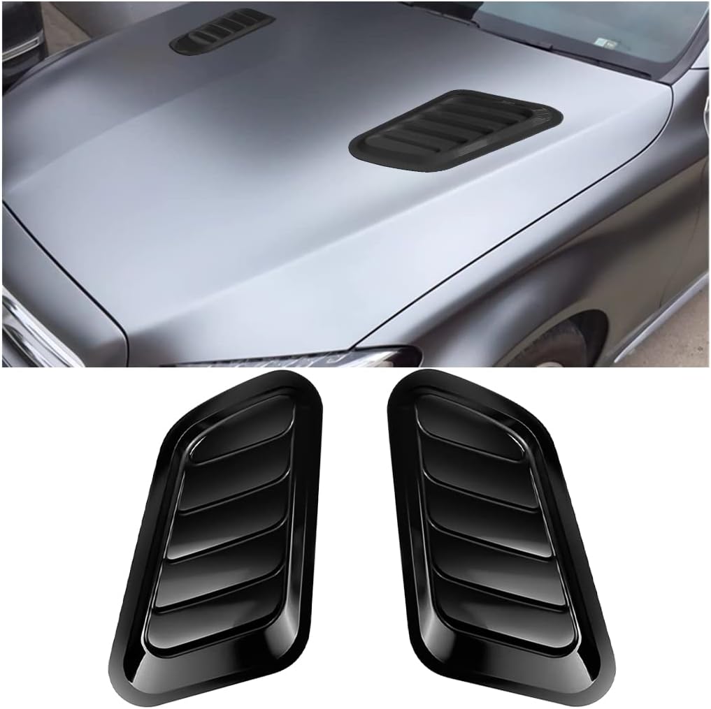 Chooee 2PCS Universal Hood Air Vents for Vehicle Hood Scoop, Bonnet Vent Hood Air Intake Trim Cover (Black)