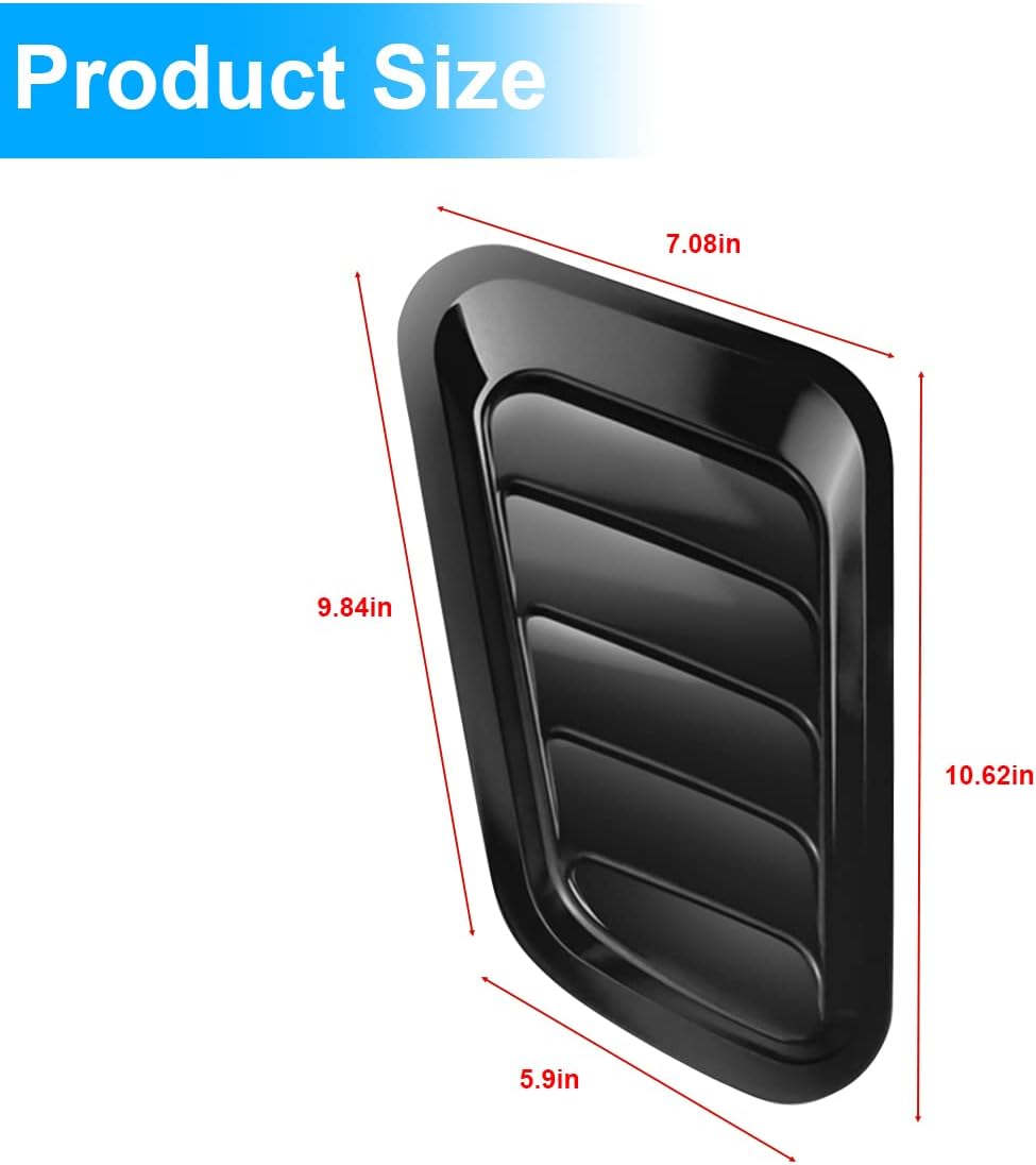 Chooee 2PCS Universal Hood Air Vents for Vehicle Hood Scoop, Bonnet Vent Hood Air Intake Trim Cover (Black)