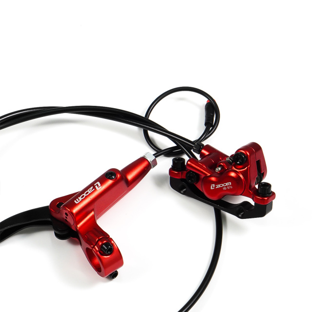 ZOOM HB-876E 4-piston Disc Hydraulic Brake Electric Scooter Folding Mountain Bike Power Off Black Red 160 E-bike Bicycle