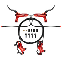 ZOOM HB-876E 4-piston Disc Hydraulic Brake Electric Scooter Folding Mountain Bike Power Off Black Red 160 E-bike Bicycle