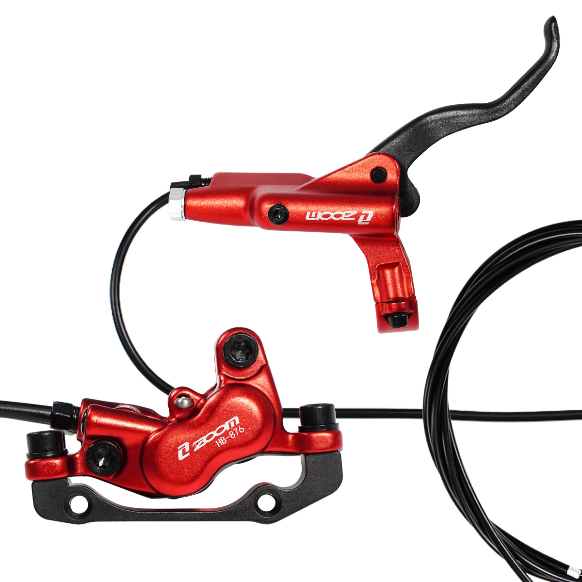 ZOOM HB-876E 4-piston Disc Hydraulic Brake Electric Scooter Folding Mountain Bike Power Off Black Red 160 E-bike Bicycle