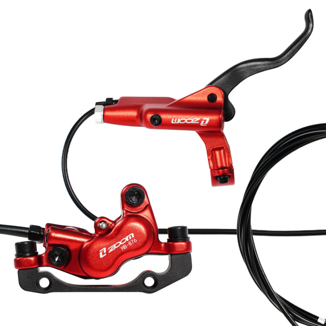 ZOOM HB-876E 4-piston Disc Hydraulic Brake Electric Scooter Folding Mountain Bike Power Off Black Red 160 E-bike Bicycle