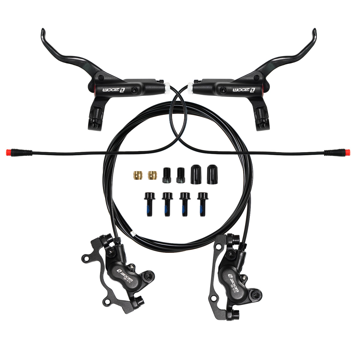 ZOOM HB-876E 4-piston Disc Hydraulic Brake Electric Scooter Folding Mountain Bike Power Off Black Red 160 E-bike Bicycle