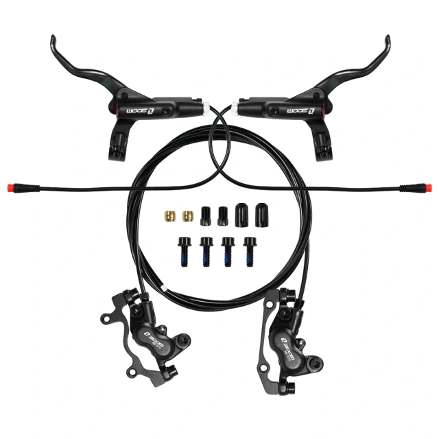 ZOOM HB-876E 4-piston Disc Hydraulic Brake Electric Scooter Folding Mountain Bike Power Off Black Red 160 E-bike Bicycle