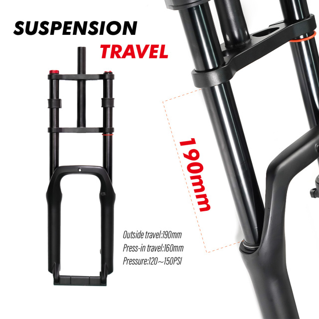 20*4.0'' Fat Tire Snow Bike Air Fork MTB Cruiser Fork Mountain Bicycle Lockout Suspension Forks Aluminum Alloy 135mm