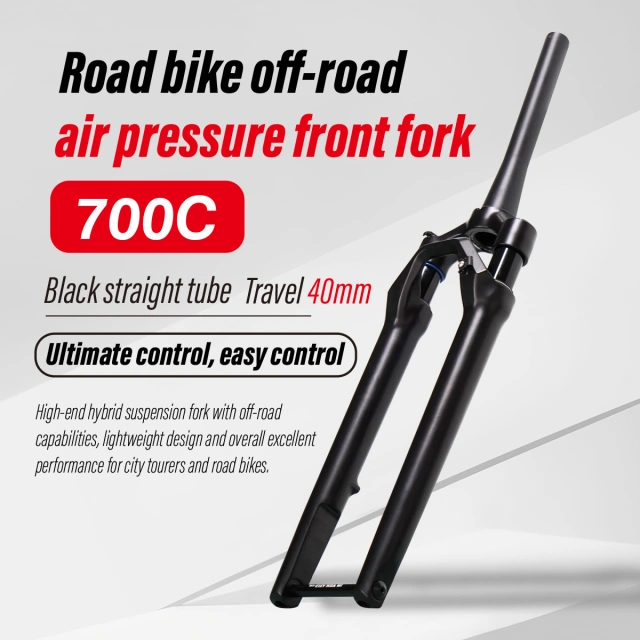 700C Road Bike Fork Suspension 100*12MM Rock Shox Air And Oil Shock Absorber Tapered Off-road Disc Brake Fork Gravel