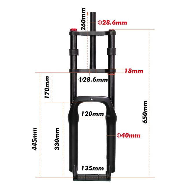 20*4.0'' Fat Tire Snow Bike Air Fork MTB Cruiser Fork Mountain Bicycle Lockout Suspension Forks Aluminum Alloy 135mm