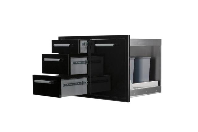 WHISTLER GRILLS Triple Drawer & Trash Can Combo (Black)