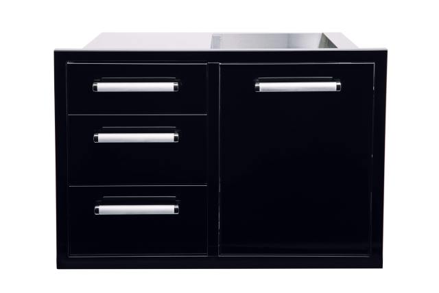 WHISTLER GRILLS Triple Drawer & Trash Can Combo (Black)