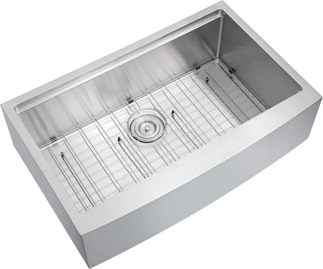 33x21 inch Workstation Kitchen Sink 16 Gauge Stainless Steel Single Bowl Farmhouse Apron Front Sinks with Colander, Basket Strainer,Bottom Grid, Towel,Cutting Board,Roll-up Drying Rack