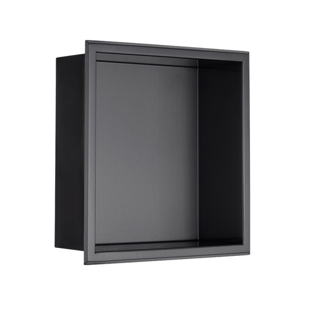 12 In. X 12 In. X 4 In. Square Recessed Shower Wall Niche In Brushed Stainless Steel Storage For Shampoo, Soap And Other Bathroom Essentials, Black