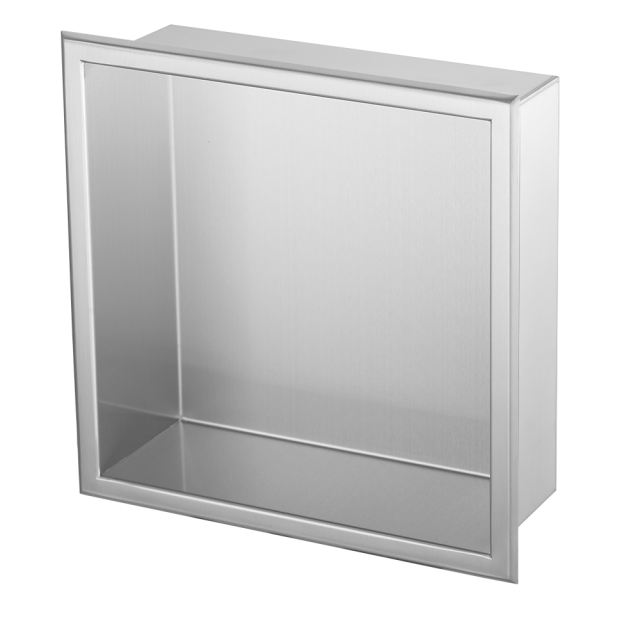 12 in. X 12 in. X 4 in. Square Recessed Shower Wall Niche in Brushed Stainless Steel Storage for Shampoo, Soap and Other Bathroom Essentials, Sliver