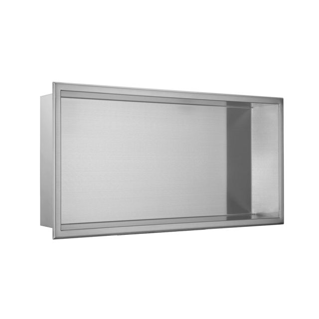 24 In. X 12 In. X 4 In. Square Recessed Shower Wall Niche In Brushed Stainless Steel Storage For Shampoo, Soap And Other Bathroom Essentials, Sliver