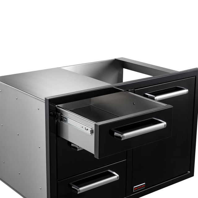 WHISTLER GRILLS Triple Drawer & Trash Can Combo (Black)