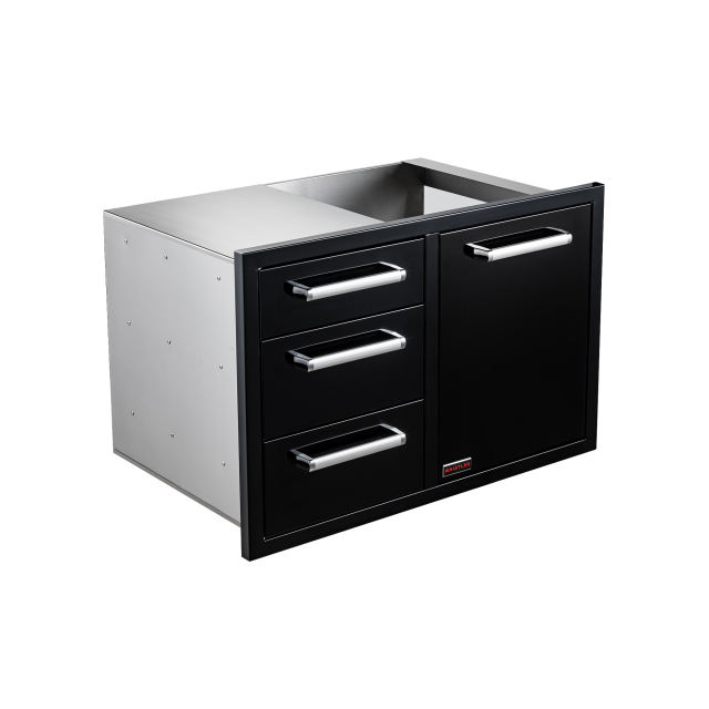 WHISTLER GRILLS Triple Drawer & Trash Can Combo (Black)