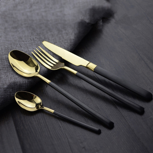 Black brushed handle 18-10 304 stainless steel cutlery matte Western cutlery