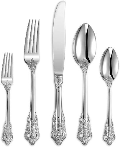 Gorgeous Silver Flatware Sets of Steel Knives and Forks Heavy Tableware Antique Gold Flatware Set Gold Flatware 18/10