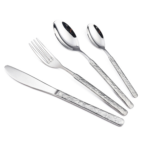 Cutlery Set Silverware Set Tableware Knives Spoons Forks Stone Pattern Handle Eating Utensils for Home Kitchen