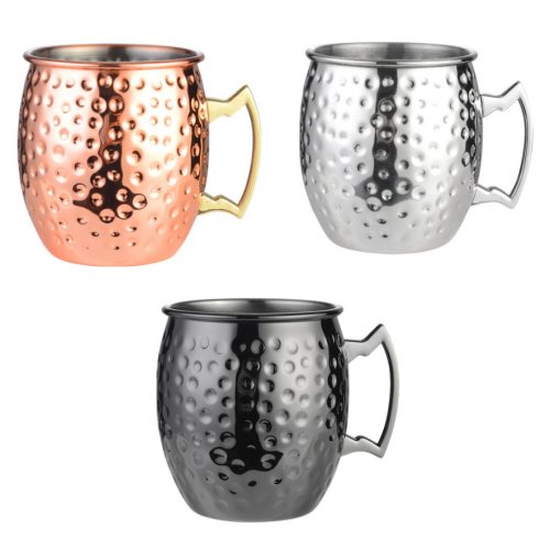 Hammered Cocktail Mugs 530ml 19oz Stainless Steel Moscow Mule Mugs Wine Drinking Cups Bar Hotel Home Mugs Drinkware Barware