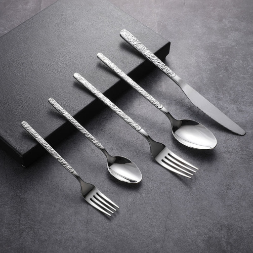 Black Stainless Steel Cutlery Hammered For Kitchen Home Dishwasher Safe