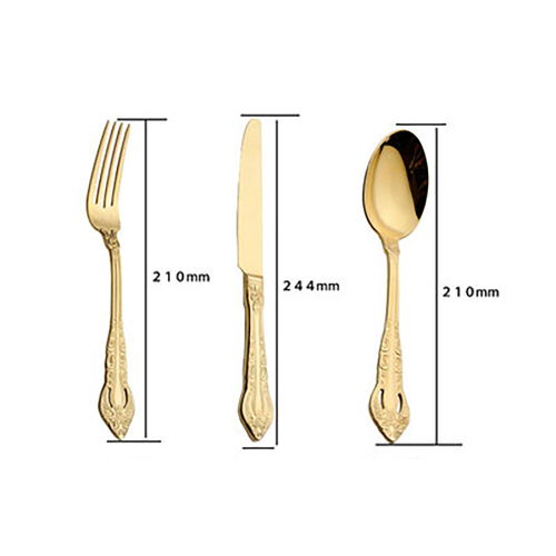 Gold Flatware Set Knife Fork Spoon and Tea Spoon Service for 1 Stainless Steel Tableware Cutlery Set