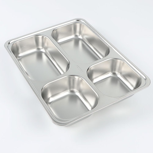 Stainless Steel Dinner Plate 4 Sections Tableware Plate For Food Serving Table Plates For Dinner Lunch Kitchen